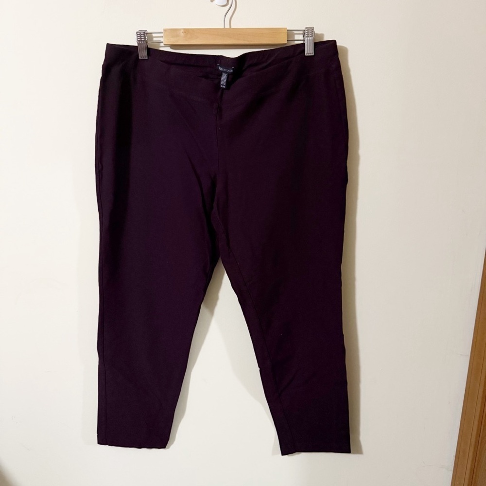 Eileen Fisher Deep Plum Womens Pull On Pants Size XL Office Casual